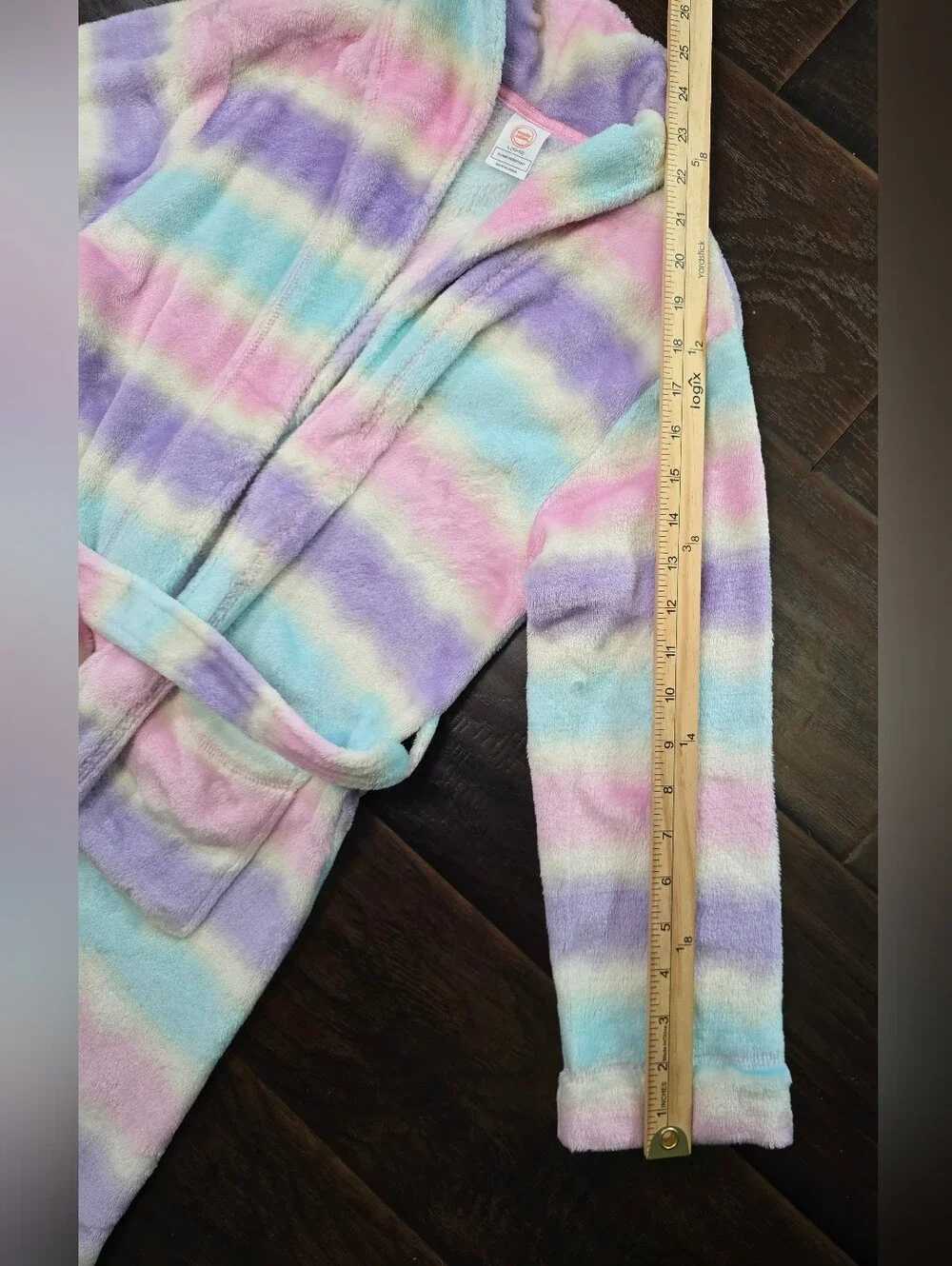 Wonder Nation Girls Striped Fleece Long Sleeve Robe Large